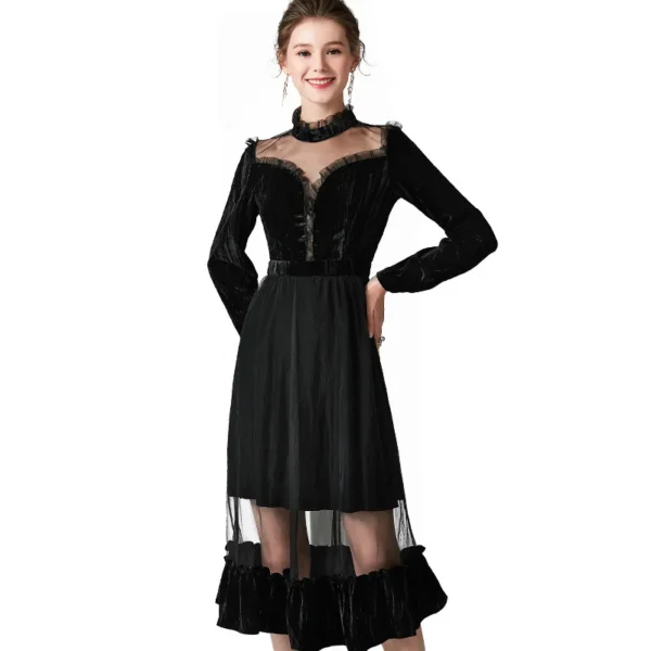 Women Lace Party Dress Long Vintage Black Sexy Dress Slim Dresses Woman Party Night Spring Summer Clothes Vestidos 923032